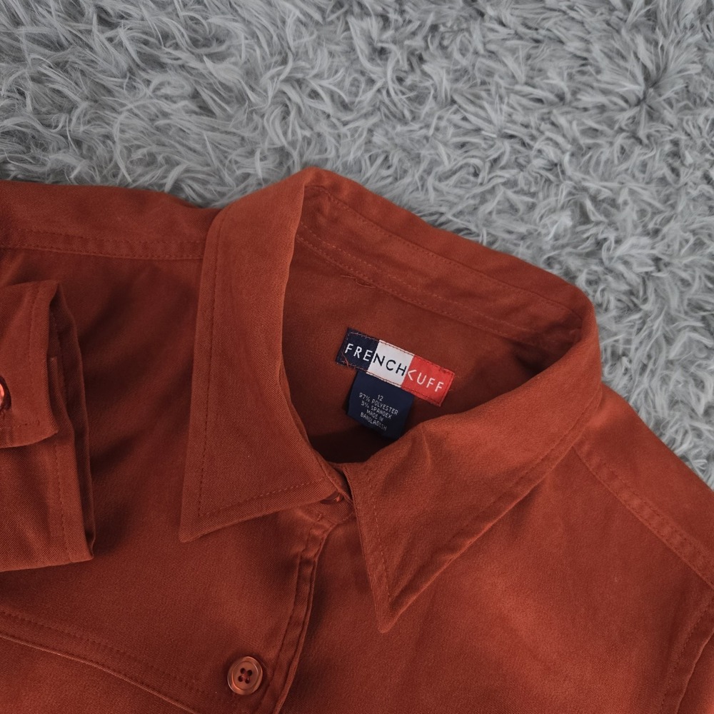 French Kuff Womens 12 Burnt Orange Long Sleeve Button Front Shirt